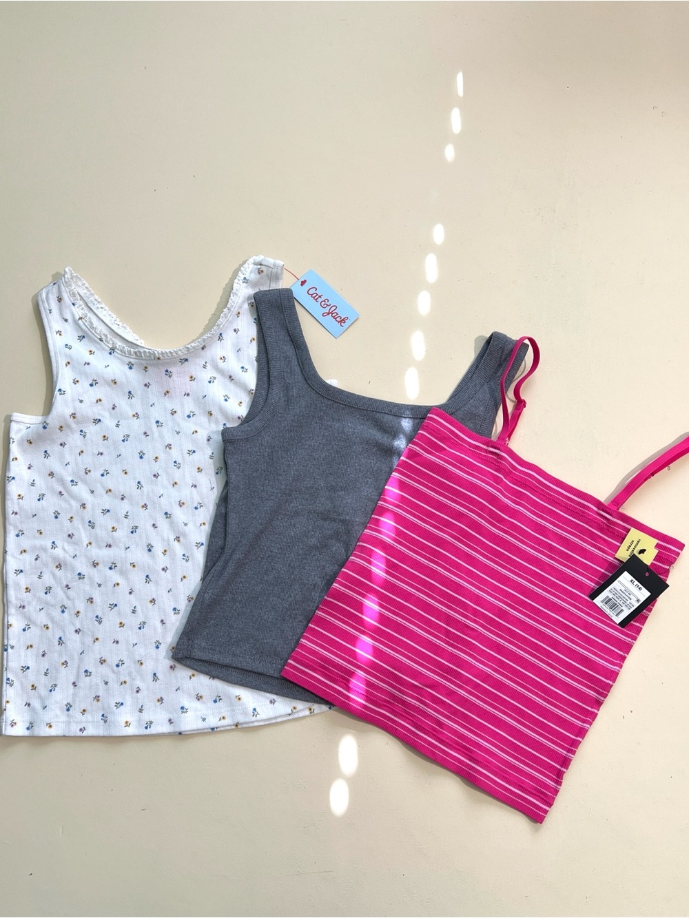 Cat & Jack Girls Tank Top Bundle 3-Pack Ribbed Sleeveless Tops Size XL (14) NWT